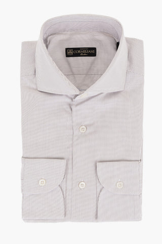 Pinstriped Cotton Shirt with Standard Collar