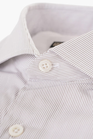 Pinstriped Cotton Shirt with Standard Collar