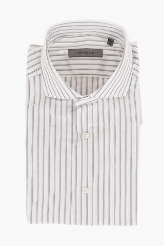 Balanced Stripe Cotton Shirt with Standard Collar
