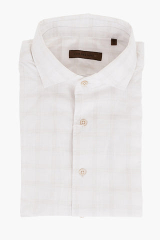 ID Checked Cotton Shirt with Standard Collar