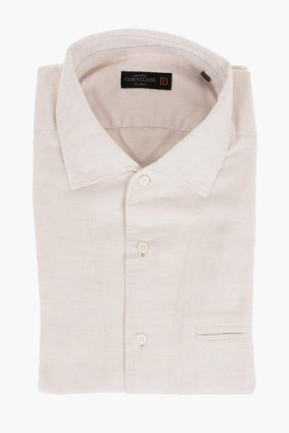 ID Standard Collar Linen Blend Shirt with Breast-pocket