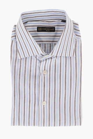 Balanced Stripe Cotton Shirt with Standard Collar