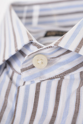 Balanced Stripe Cotton Shirt with Standard Collar