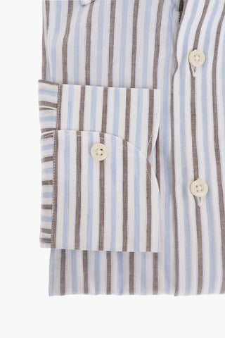Balanced Stripe Cotton Shirt with Standard Collar