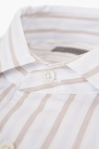 Balanced Stripe Cotton Shirt with Standard Collar