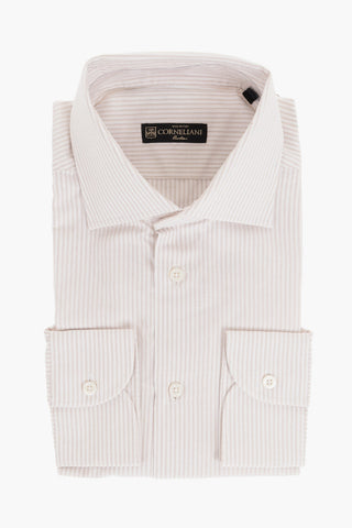 Pinstriped Cotton Shirt with Standard Collar