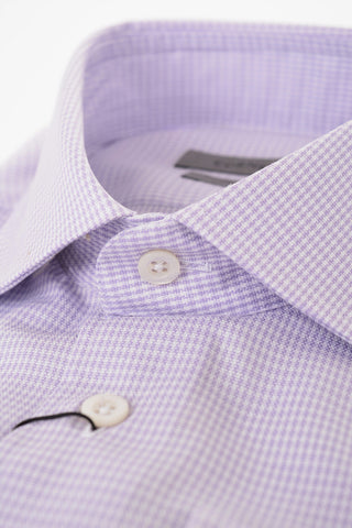 Camicia in Cotone Wrinkle Free con Motivo Pied de Poule