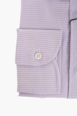 Camicia in Cotone Wrinkle Free con Motivo Pied de Poule