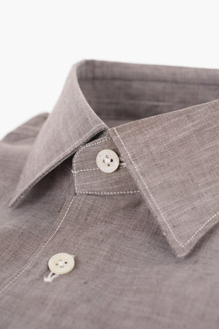 Camicia in Misto Lino con Collo Francese
