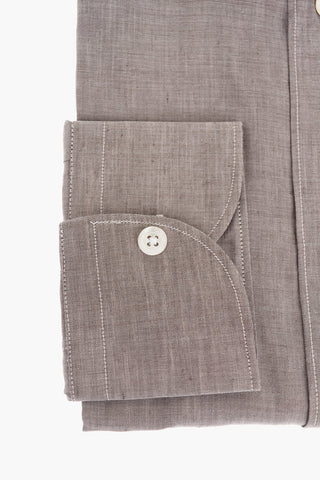 Camicia in Misto Lino con Collo Francese