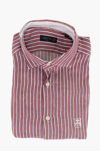 ID Linen Blend Shirt with Balanced Stripe Motif