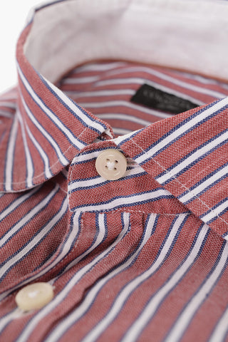 ID Linen Blend Shirt with Balanced Stripe Motif