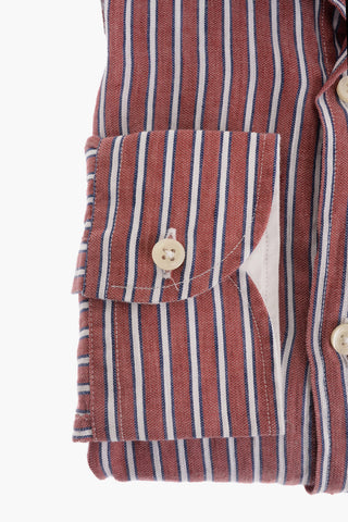 ID Linen Blend Shirt with Balanced Stripe Motif