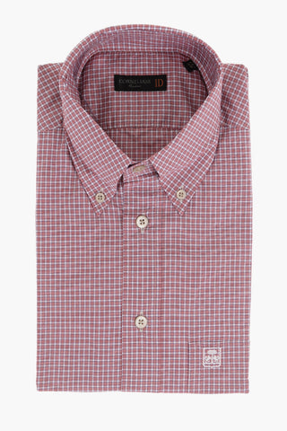 ID Plaid Check Cotton Shirt with Button-down Collar