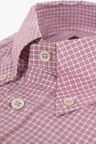 ID Plaid Check Cotton Shirt with Button-down Collar