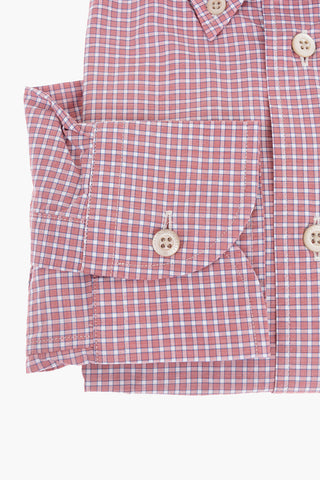 ID Plaid Check Cotton Shirt with Button-down Collar