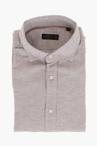 ID Camicia in Misto Lino con Collo Francese