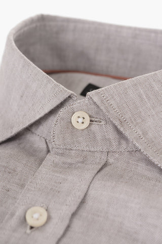 ID Camicia in Misto Lino con Collo Francese