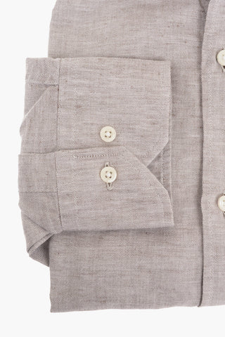 ID Camicia in Misto Lino con Collo Francese