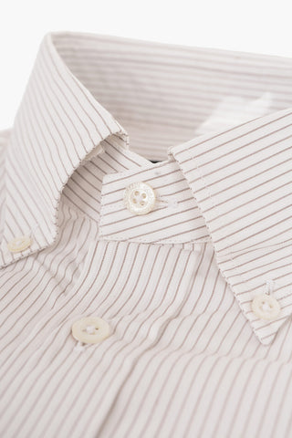Pinstriped Cotton Shirt with Button-down Collar