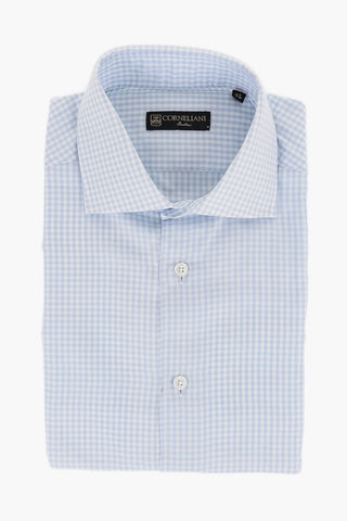 Camicia in Cotone con Motivo Gingham e Collo Francese