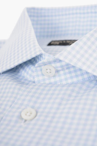 Camicia in Cotone con Motivo Gingham e Collo Francese