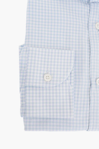 Camicia in Cotone con Motivo Gingham e Collo Francese