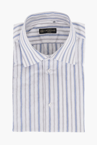 Balanced Stripe Cotton Shirt with Standard Collar