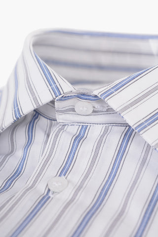 Balanced Stripe Cotton Shirt with Standard Collar