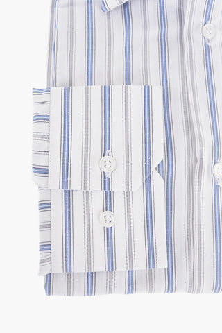 Balanced Stripe Cotton Shirt with Standard Collar