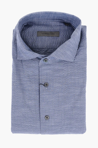 Standard Collar Jacquard Cotton Shirt
