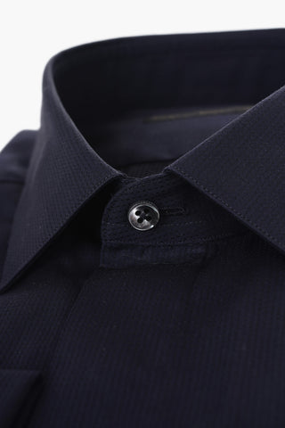 Camicia in Cotone Jacquard con Chiusura Nascosta e Polsini