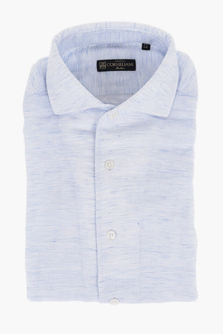 Camicia in Misto Lino con Motivo Honeycomb