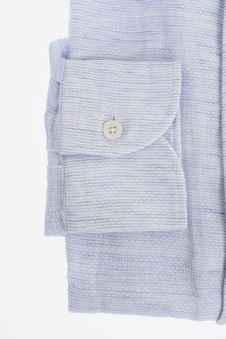 Camicia in Misto Lino con Motivo Honeycomb