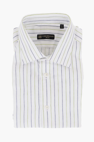 Pinstriped Cotton Shirt with Standard Collar