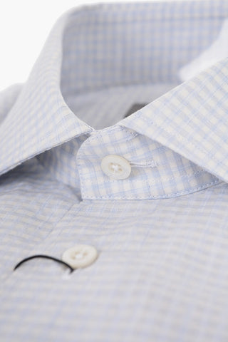 Gingham Patterned Cotton Shirt with Standard Collar