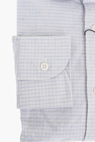 Gingham Patterned Cotton Shirt with Standard Collar