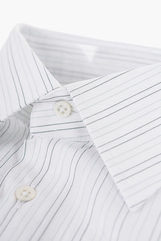 Pinstriped Cotton Shirt with Standard Collar