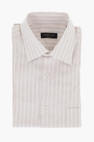 Short-sleeved Balanced Stripe Cotton Shirt