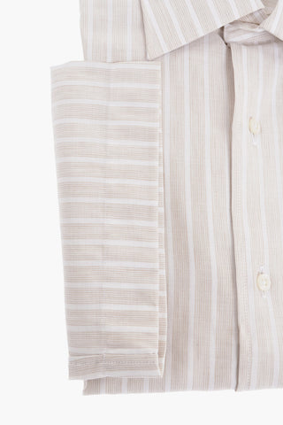 Short-sleeved Balanced Stripe Cotton Shirt
