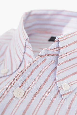 ID Button-down Cotton Shirt with Awning Stripe Motif