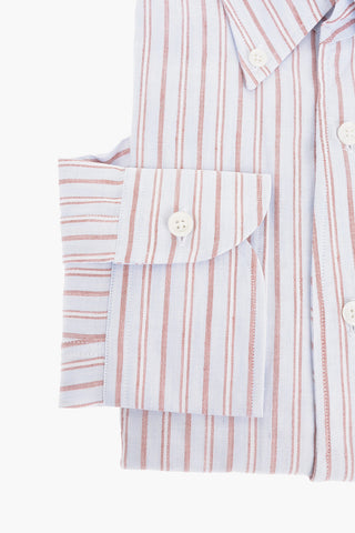 ID Button-down Cotton Shirt with Awning Stripe Motif