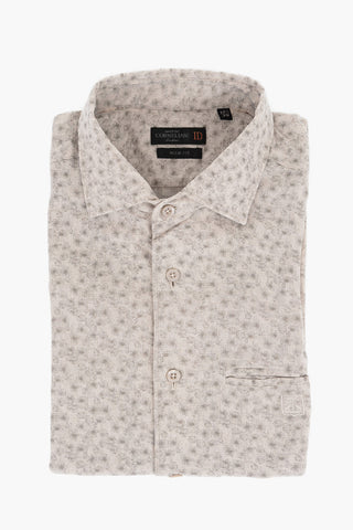 ID Short-sleeved Linen Blend Shirt with Floral Pattern