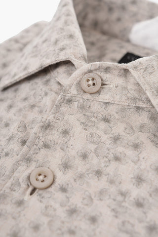 ID Short-sleeved Linen Blend Shirt with Floral Pattern