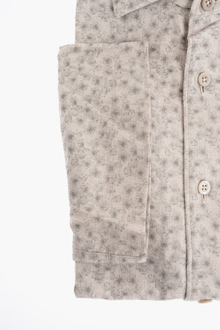 ID Short-sleeved Linen Blend Shirt with Floral Pattern