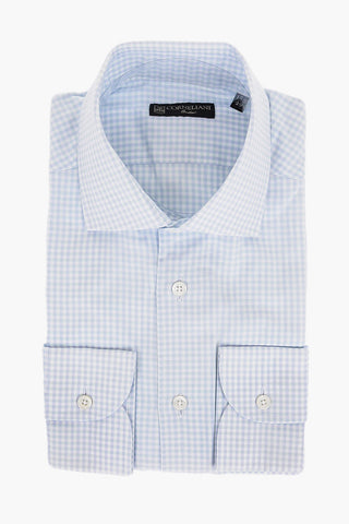 Gingham Patterned Cotton Shirt with Standard Collar