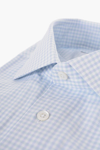 Gingham Patterned Cotton Shirt with Standard Collar