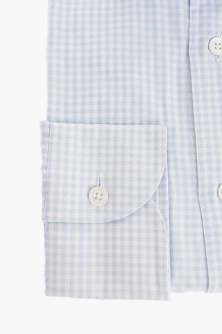 Gingham Patterned Cotton Shirt with Standard Collar