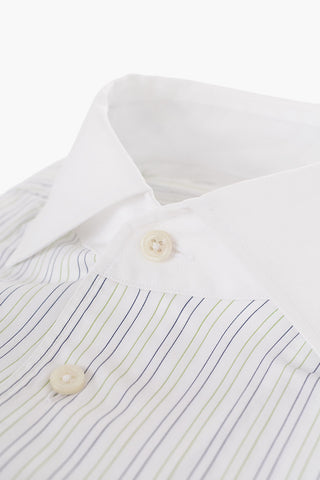 Balanced Stripe Cotton Shirt with Embroidered Emblem