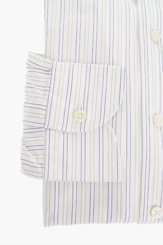 Balanced Stripe Cotton Shirt with Embroidered Emblem
